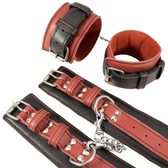 Genuine Leather Adjustable Wrist Cuffs | Premium Bondage Handcuffs for Couples - Picture 5 of 9